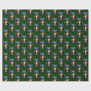 Santa Claus With Flag Of Wyoming Wrapping Paper