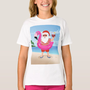 Santa Claus with flamingo inflatable ring T-Shirt