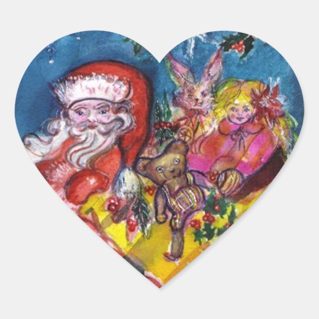 SANTA CLAUS WITH GIFTS Heart Heart Sticker (Front)