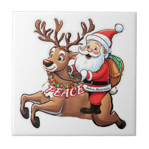 Santa Claus with Gifts of Peace Ceramic Tile
