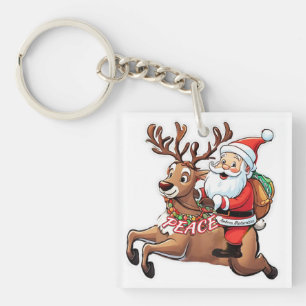 Santa Claus with Gifts of Peace Key Ring