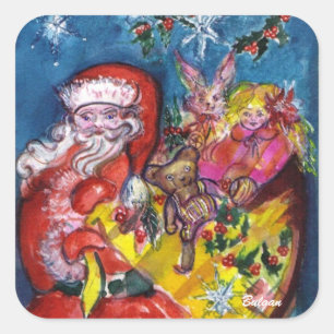 SANTA CLAUS WITH GIFTS SQUARE STICKER