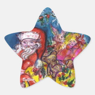 SANTA CLAUS WITH GIFTS Star Sticker
