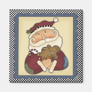Santa Claus With Gingerbread Christmas Magnet