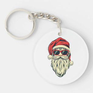 santa claus with glasses key ring