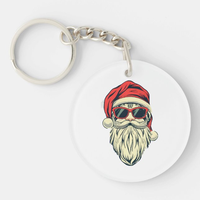 santa claus with glasses key ring (Front)