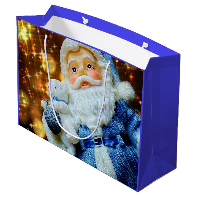 Santa Claus with Gold Sparkle Gift Bag (Back Angled)