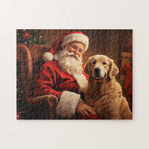Santa Claus with Golden Retriever Jigsaw Puzzle