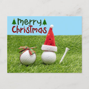 Santa Claus with golf ball  Merry Christmas golfer Postcard