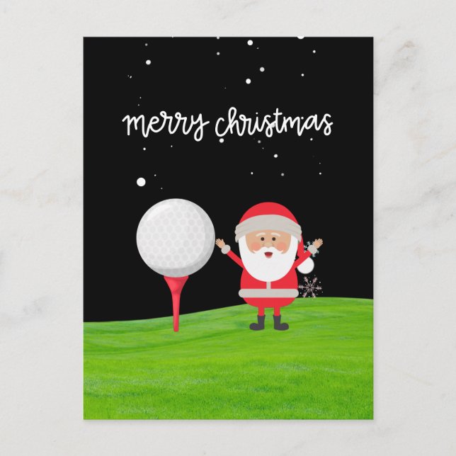 Santa Claus with golf ball on tee Christmas  Postcard (Front)