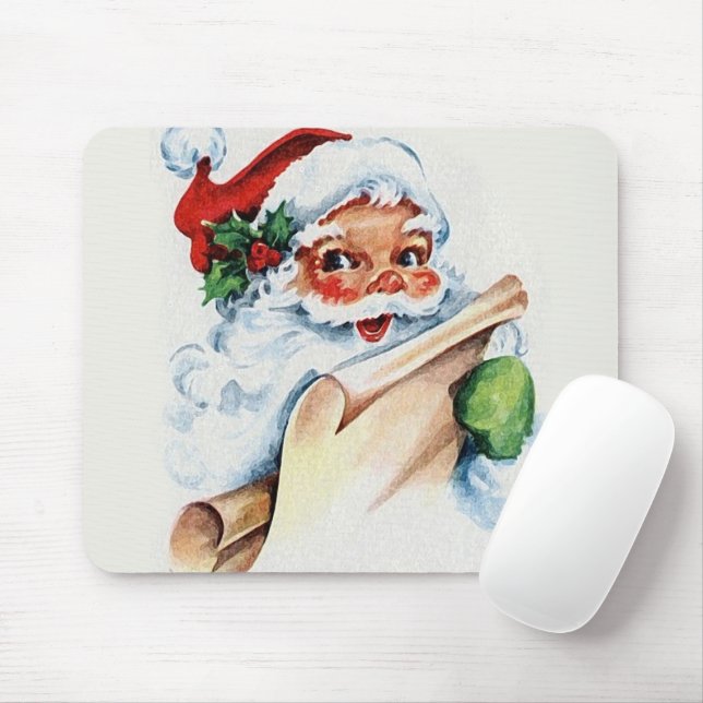Santa Claus with his Christmas list scroll Mouse Pad (With Mouse)