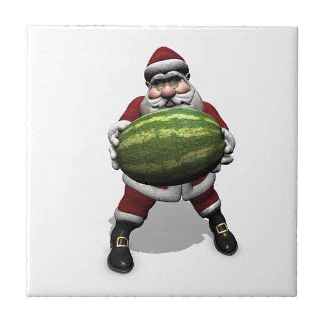 Santa Claus With Huge Watermelon Tile (Front)