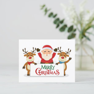 Santa Claus with is reindeer postcard