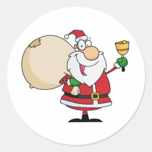 Santa Claus with Jingle Bell Classic Round Sticker
