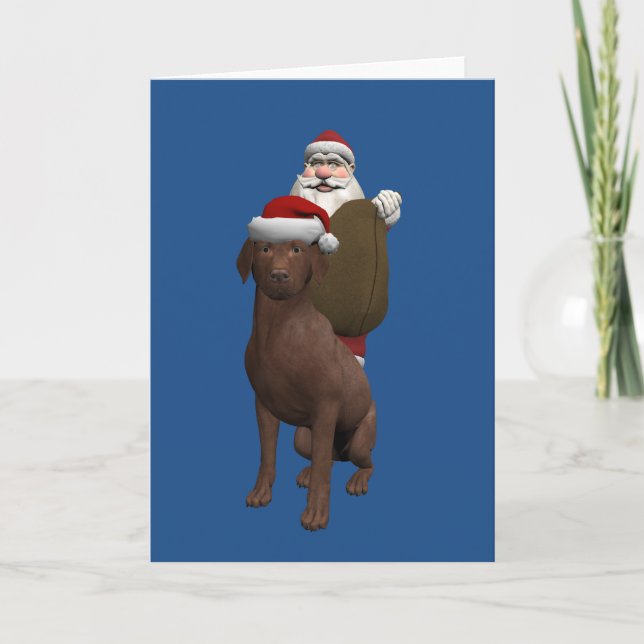 Santa Claus With Labrador Holiday Card (Front)