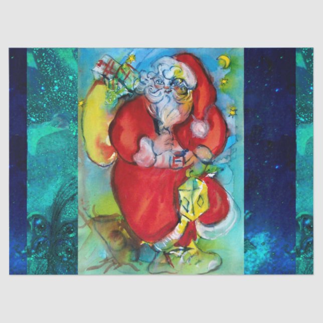 SANTA CLAUS WITH LANTERN IN CHRISTMAS NIGHT TISSUE PAPER (Front)