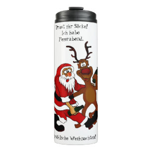 Santa Claus with moose - frohes Fest Thermal Tumbler