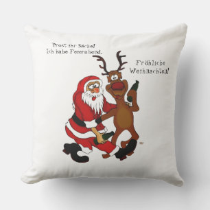 Santa Claus with moose - Happy Christmas Cushion