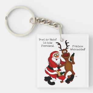 Santa Claus with moose - Happy Christmas Key Ring