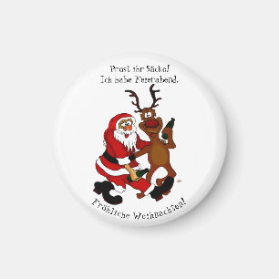 Santa Claus with moose - Happy Christmas Magnet
