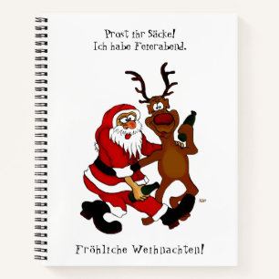 Santa Claus with moose - Happy Christmas Notebook