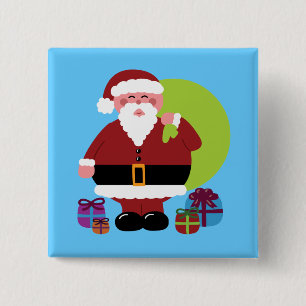 Santa Claus With Presents 15 Cm Square Badge