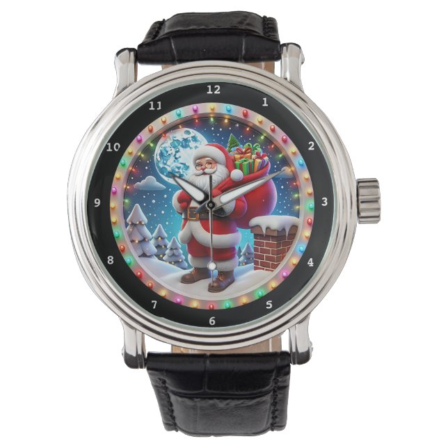 Santa Claus with Presents Winter Scene Watch (Front)
