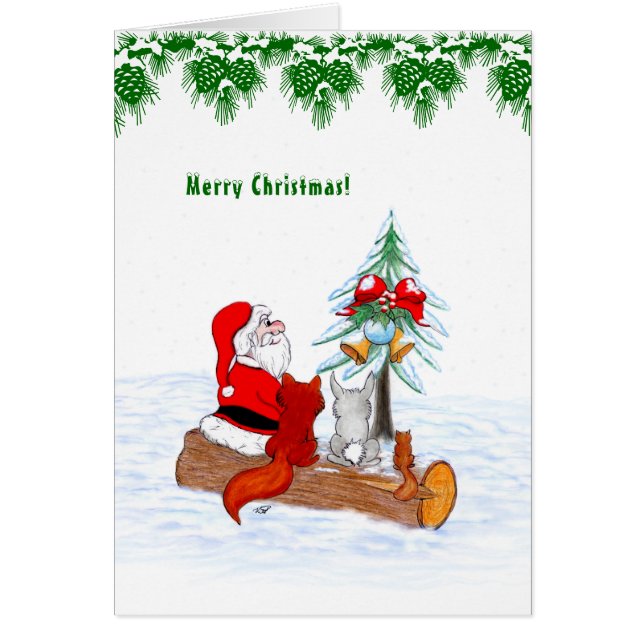 Santa Claus with Rabbit Fox and Squirrel (Front)