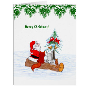 Santa Claus with Rabbit Fox and Squirrel