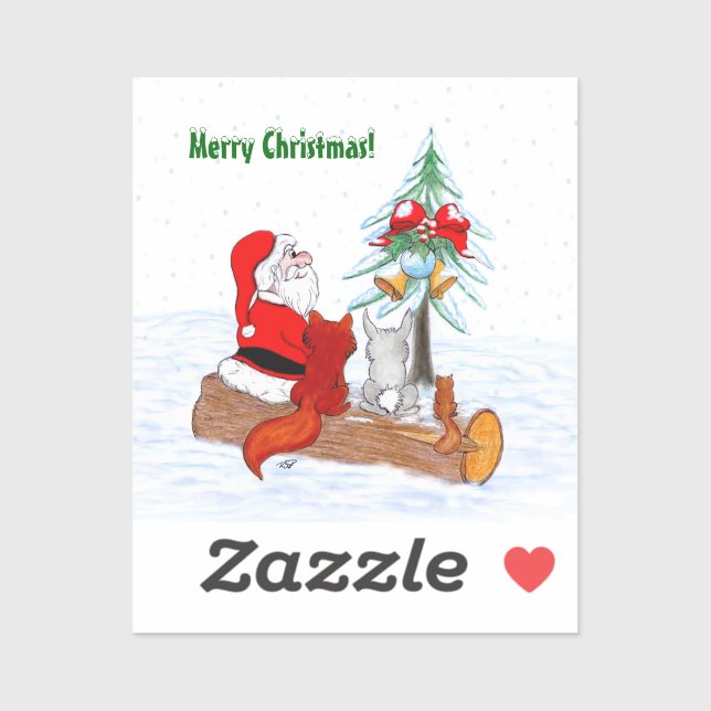 Santa Claus with Rabbit Fox and Squirrel (Sheet)
