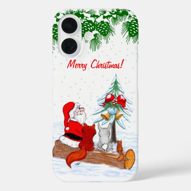 Santa Claus with Rabbit Fox and Squirrel Case-Mate iPhone Case (Back)