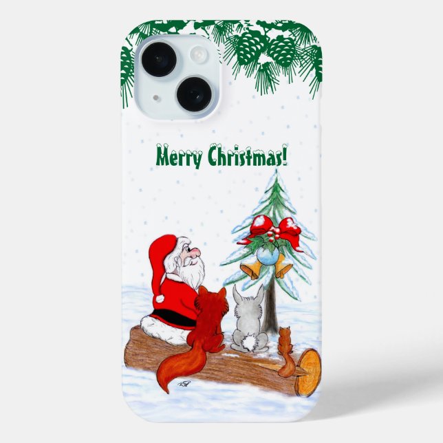 Santa Claus with Rabbit Fox and Squirrel Case-Mate iPhone Case (Back)