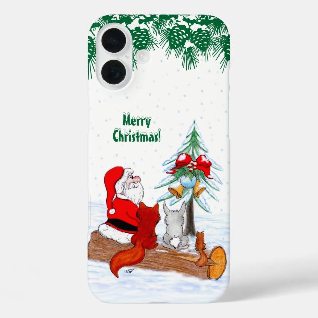 Santa Claus with Rabbit Fox and Squirrel Case-Mate iPhone Case (Back)