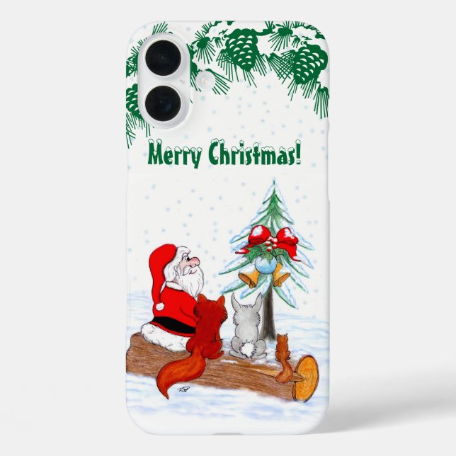 Santa Claus with Rabbit Fox and Squirrel Case-Mate iPhone Case (Back)