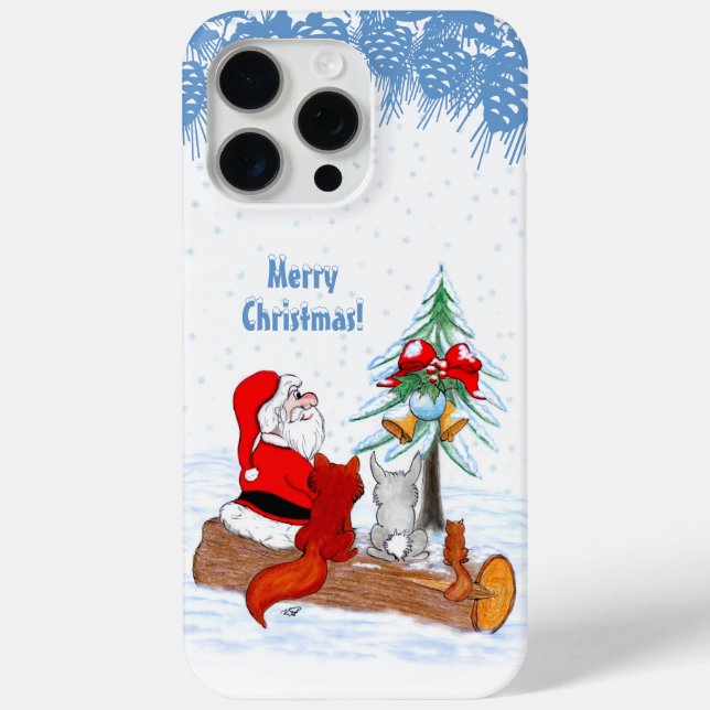 Santa Claus with Rabbit Fox and Squirrel Case-Mate iPhone Case (Back)