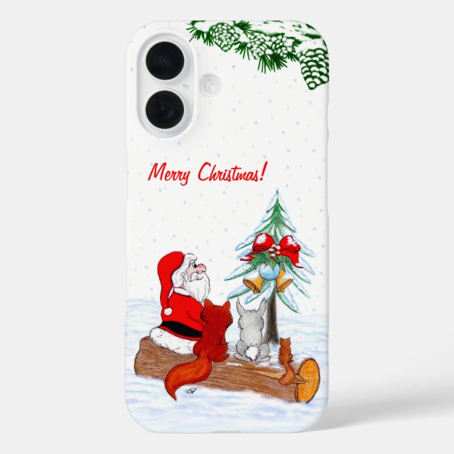 Santa Claus with Rabbit Fox and Squirrel Case-Mate iPhone Case (Back)