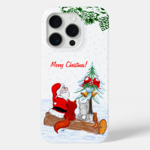 Santa Claus with Rabbit Fox and Squirrel iPhone 15 Pro Case