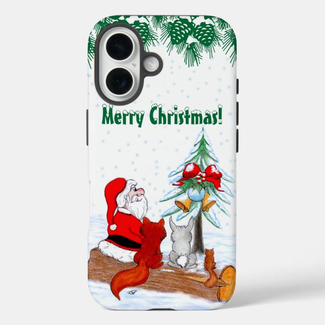 Santa Claus with Rabbit Fox and Squirrel Case-Mate iPhone Case (Back)