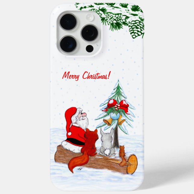 Santa Claus with Rabbit Fox and Squirrel Case-Mate iPhone Case (Back)