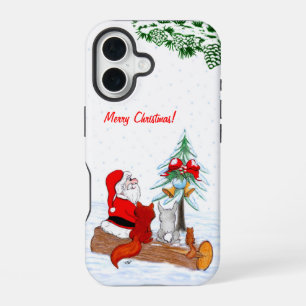 Santa Claus with Rabbit Fox and Squirrel iPhone 16 Case