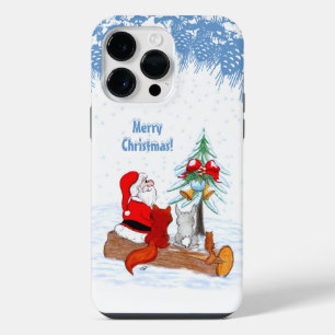 Santa Claus with Rabbit Fox and Squirrel iPhone 14 Pro Max Case