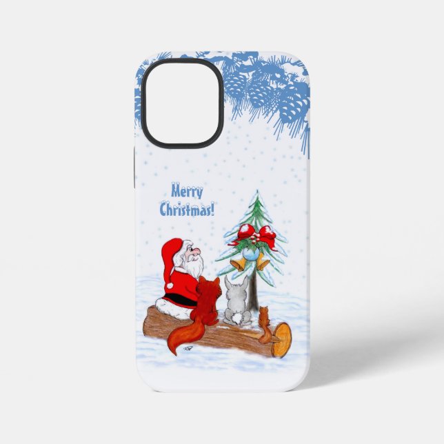 Santa Claus with Rabbit Fox and Squirrel iPhone Case (Back)
