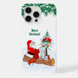 Santa Claus with Rabbit Fox and Squirrel iPhone 15 Pro Max Case
