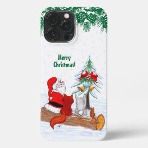 Santa Claus with Rabbit Fox and Squirrel iPhone 13 Pro Max Case