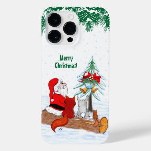 Santa Claus with Rabbit Fox and Squirrel iPhone 14 Pro Max Case