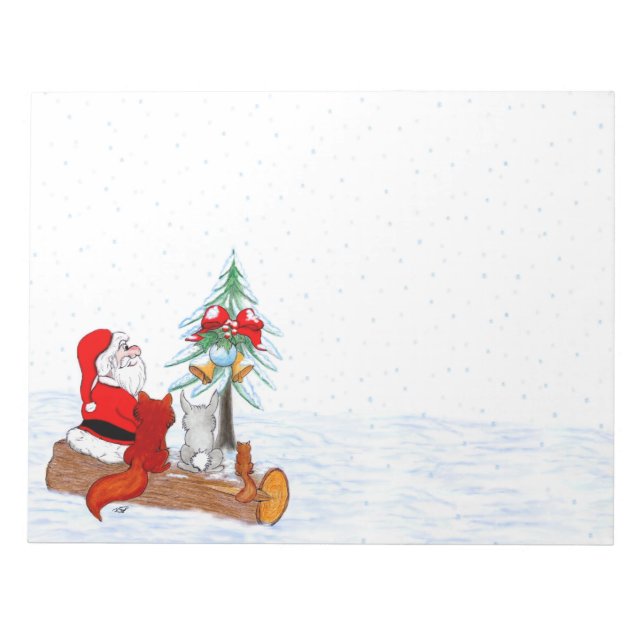 Santa Claus with Rabbit Fox and Squirrel Notepad (Front)