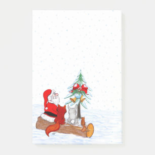Santa Claus with Rabbit Fox and Squirrel Post-it Notes