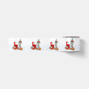 Santa Claus with Rabbit Fox and Squirrel Satin Ribbon