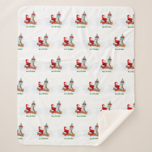 Santa Claus with Rabbit Fox and Squirrel Sherpa Blanket