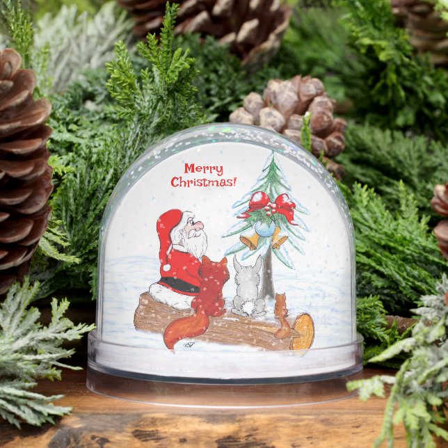 Santa Claus with Rabbit Fox and Squirrel Snowglobe (Winter)